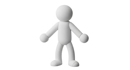 Isolated White 3D Figure with Neutral Pose