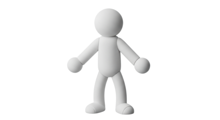 Isolated White 3D Figure with Neutral Pose