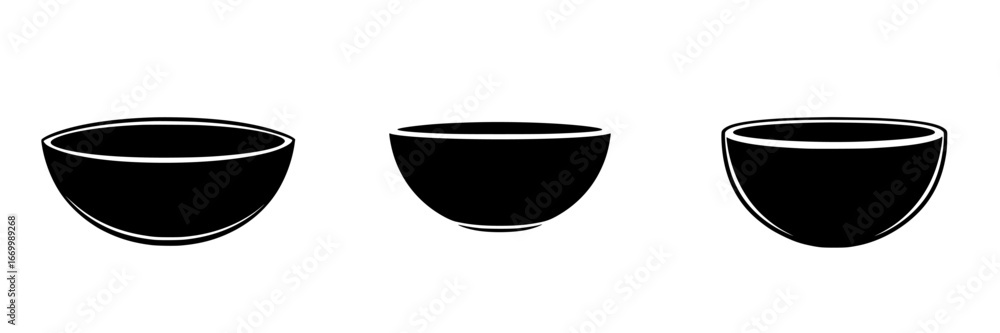 Poster unique design variations of simple black bowls observed during an art exploration session in a creat
