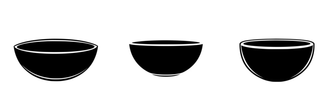 Unique design variations of simple black bowls observed during an art exploration session in a creative studio