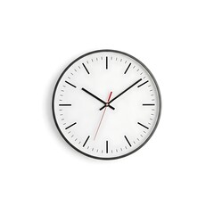 Modern minimalist wall clock with black frame and hands.