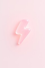 Glossy pink lightning bolt illustration.