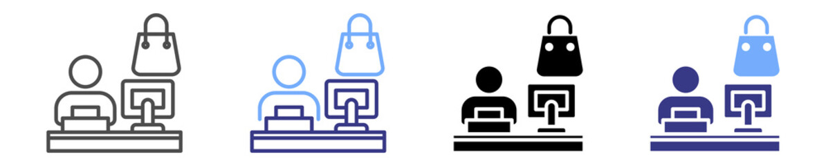 staff retail icon set multiple style