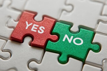 Two puzzle pieces, red with 