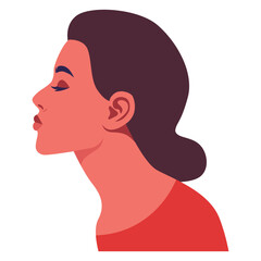 Beautiful woman side view, Social Media Avatar flat vector