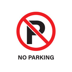 No car Parking area icon set. Prohibited Car parking symbol. Parking area icon with Prohibited sign
