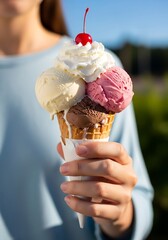 Sundae in hand outdoors
