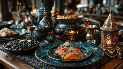 Arabic cuisine; Middle Eastern traditional breakfast. Ramadan 'Suhur' or 'Sahur'.Islamic term referring to the meal consumed early in the morning by Muslims before fasting. turkish oriental food iftar