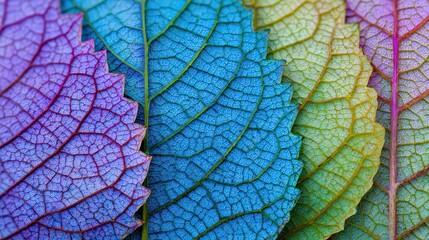 Fototapeta premium Close Up Of Colorful Leaves With Vibrant Veins