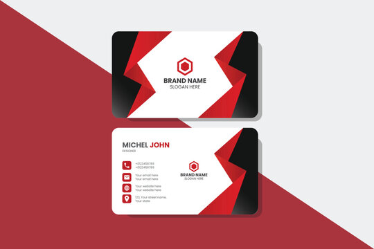 Creative Double-sided red and black business card design. Editable modern red and black business card template.