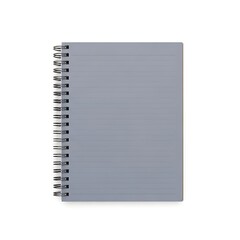 Gray Spiral Notebook on White Background.