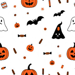 Halloween Pumpkin Pattern: Spooky Seamless Design for Fall