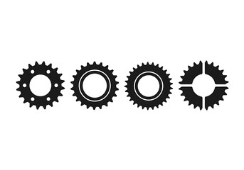 Three different gear icons, each with unique tooth configurations, illustrate various mechanical designs.