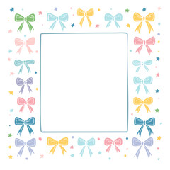 Pastel Bow Frame: Colorful Ribbon Border Design for Invitations, Cards & Crafts