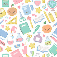 Cute Back to School Seamless Pattern: Stationery & Supplies Design