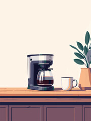 Modern Coffee Machine with Hot Cup of Coffee