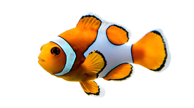 An orange and white clown fish isolated on a transparent background - Powered by Adobe