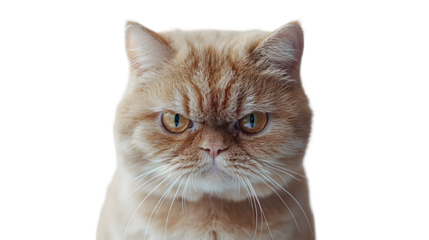 Angry and surprised cat isolated on a transparent background