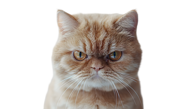Angry and surprised cat isolated on a transparent background
