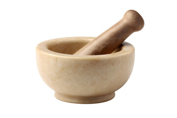  mortar and pestle, classic culinary tool isolated on white background