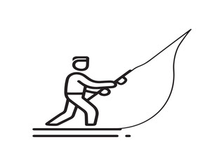 Fishing Activity Icon Designed in Minimal Modern Line Vector Artwork
