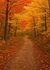 Obraz premium Vibrant autumn forest path