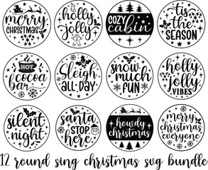 Christmas round sign svg design, Christmas svg design, christmas door sign svg bundle