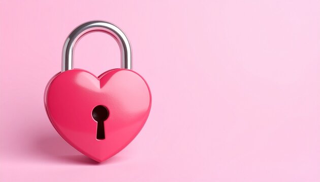 A heart shaped padlock displayed on a plain pink background
- Powered by Adobe