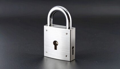 Naklejka premium A heavy duty steel lock isolated on a plain black background 