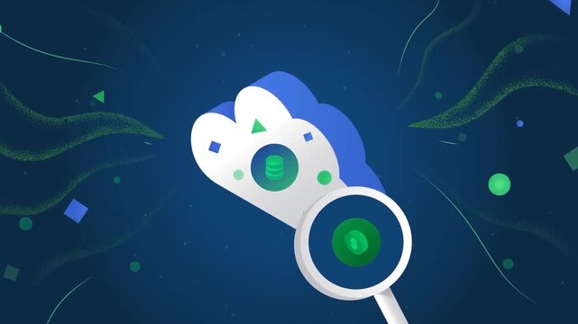 Artificial intelligence brain animation with digital neural signals and futuristic flat 2D design
