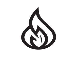 Fire Flame Icon in Elegant Minimal Line Vector Illustration Artwork