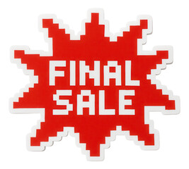 Obraz premium Bold red burst sticker featuring FINAL SALE in block letters, attention-grabbing retail discount offer on transparent background.