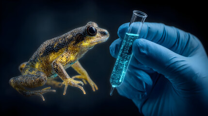 lesson with frog dissection shown as interactive hologram for safe study