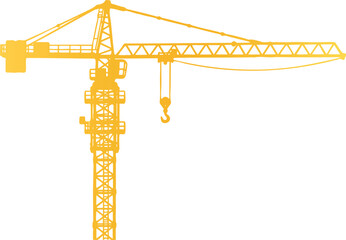 Construction site crane golden silhouette, vector isolated