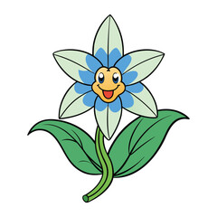 Beautiful cartoon illustration of a butterfly on a colorful spring flower