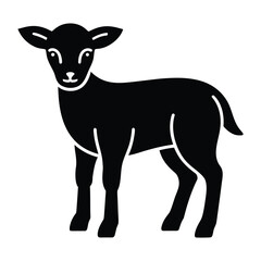 A simple vector illustration of a black and white goat silhouette on a white background