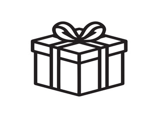 Stylish Decorative Gift Package Icon with Modern Line Art Drawing
