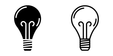 Light Bulb icon set. Minimalist Line Art Lightbulb Idea Icon Symbol on White Background