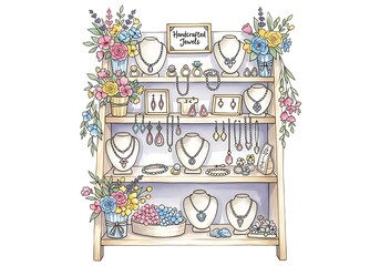 Jewelry display with flowers
