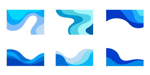 Obraz premium Six blue wave abstract backgrounds pattern