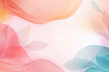 Colorful abstract floral background with soft gradient waves and leaves design