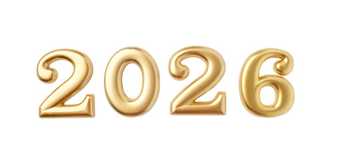 Metal numbers 2026 on a transparent background. Happy New Year 2026 is coming concept.