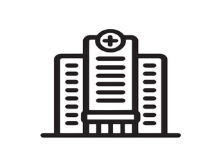 Modern Hospital Building Icon in Clean Minimal Medical Vector Illustration