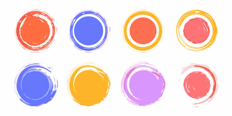 Eight Abstract Circular Frames with Watercolor Texture and Inner Circles watercolor frames