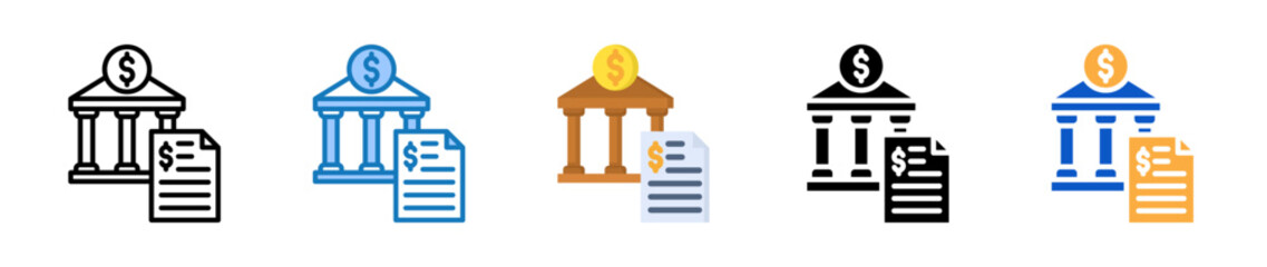 Bank Statement multiple style icons set design vector illustration. 