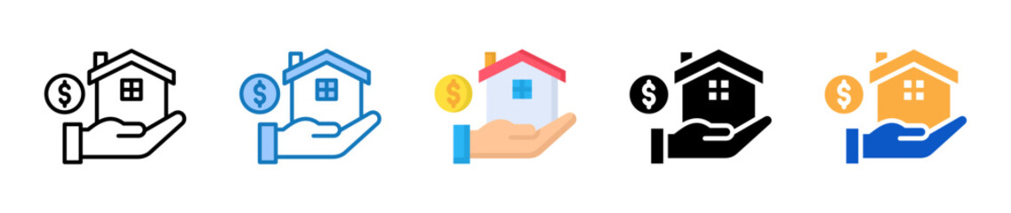 Mortgage Loan multiple style icons set design vector illustration. 