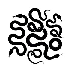 Dark Abstract Snake Mandala: Mystical, Elegant, Black and White Illustration.