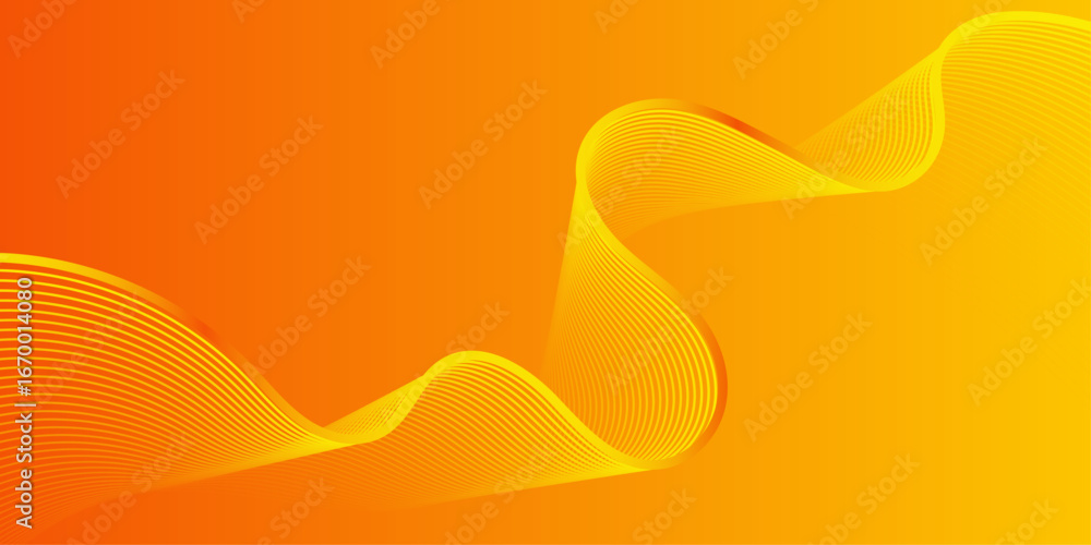 Poster abstract orange gradient background with shining lines waves. minimalist background for banner, post
