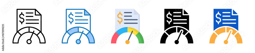 Poster credit score multiple style icons set design vector illustration.