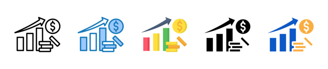 Financial Growth multiple style icons set design vector illustration. 